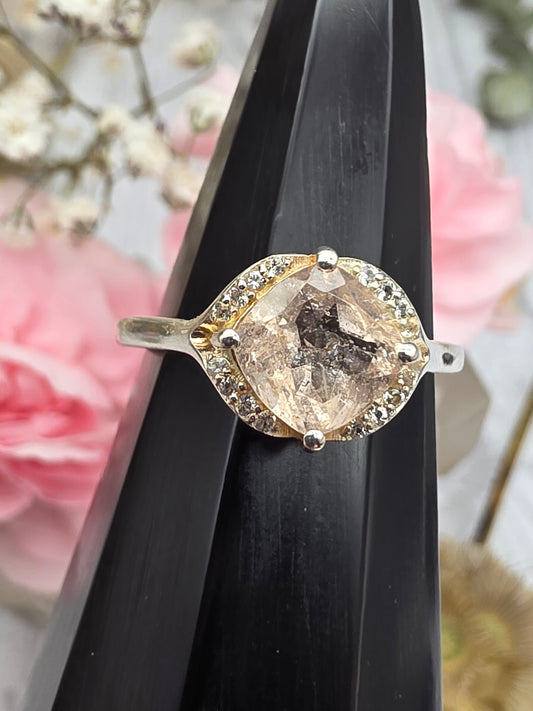 Elegant Morganite Cubic Zirconia Ring