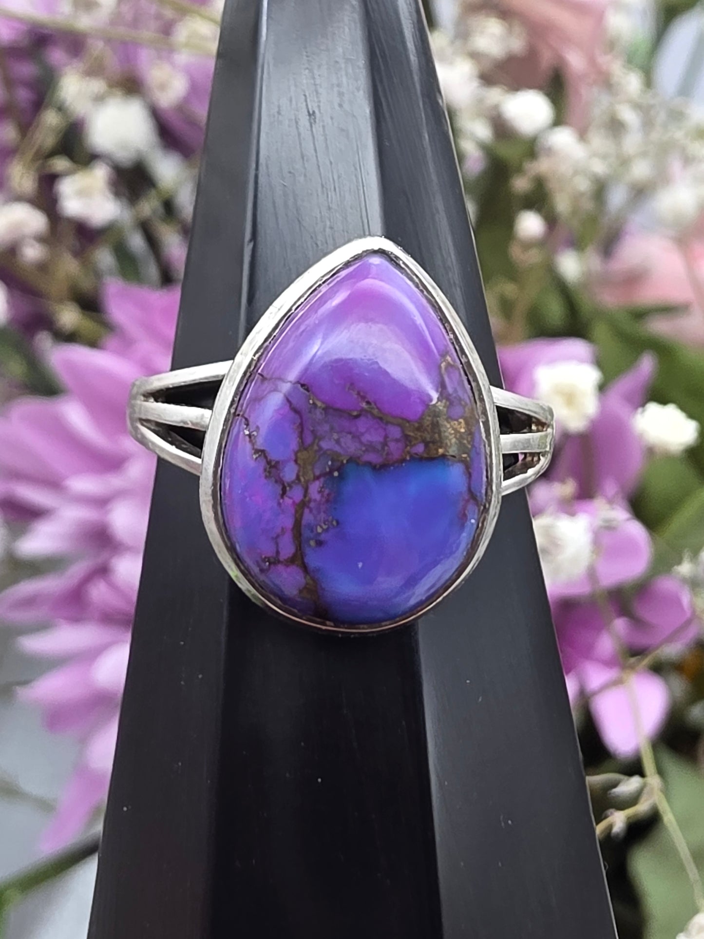 Purple Turquoise Teardrop Ring
