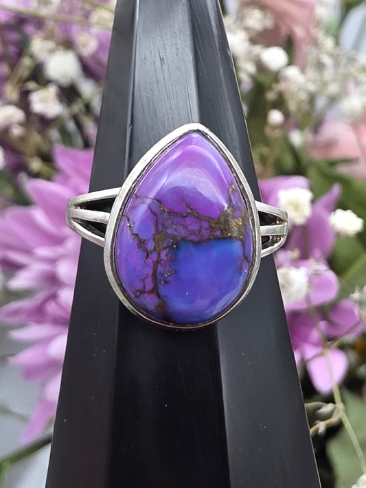Purple Turquoise Teardrop Ring