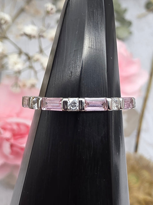 Rose Quartz Cubic Zirconia Ring