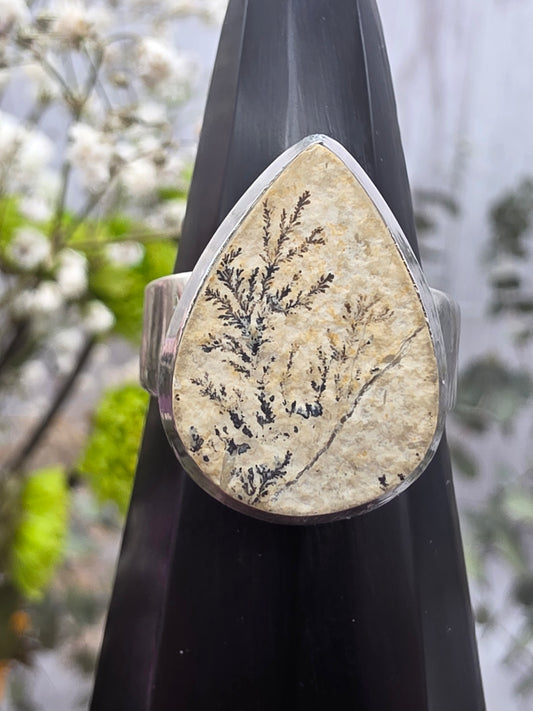 Psilomelane Dendritic Fossil Ring