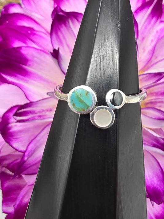 Turquoise Pearl Obsidian Ring