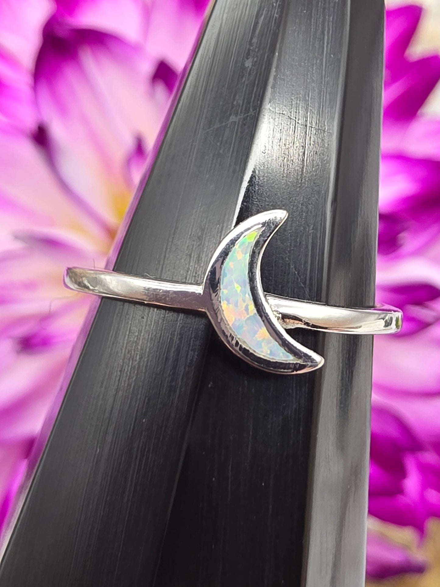 Crescent Moon Opal Ring