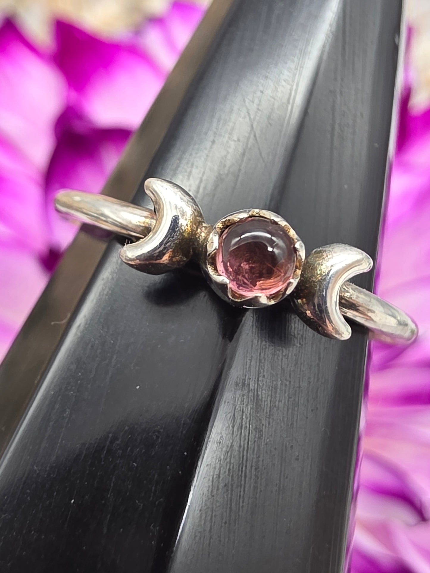 Pink Tourmaline Moon Phase Ring