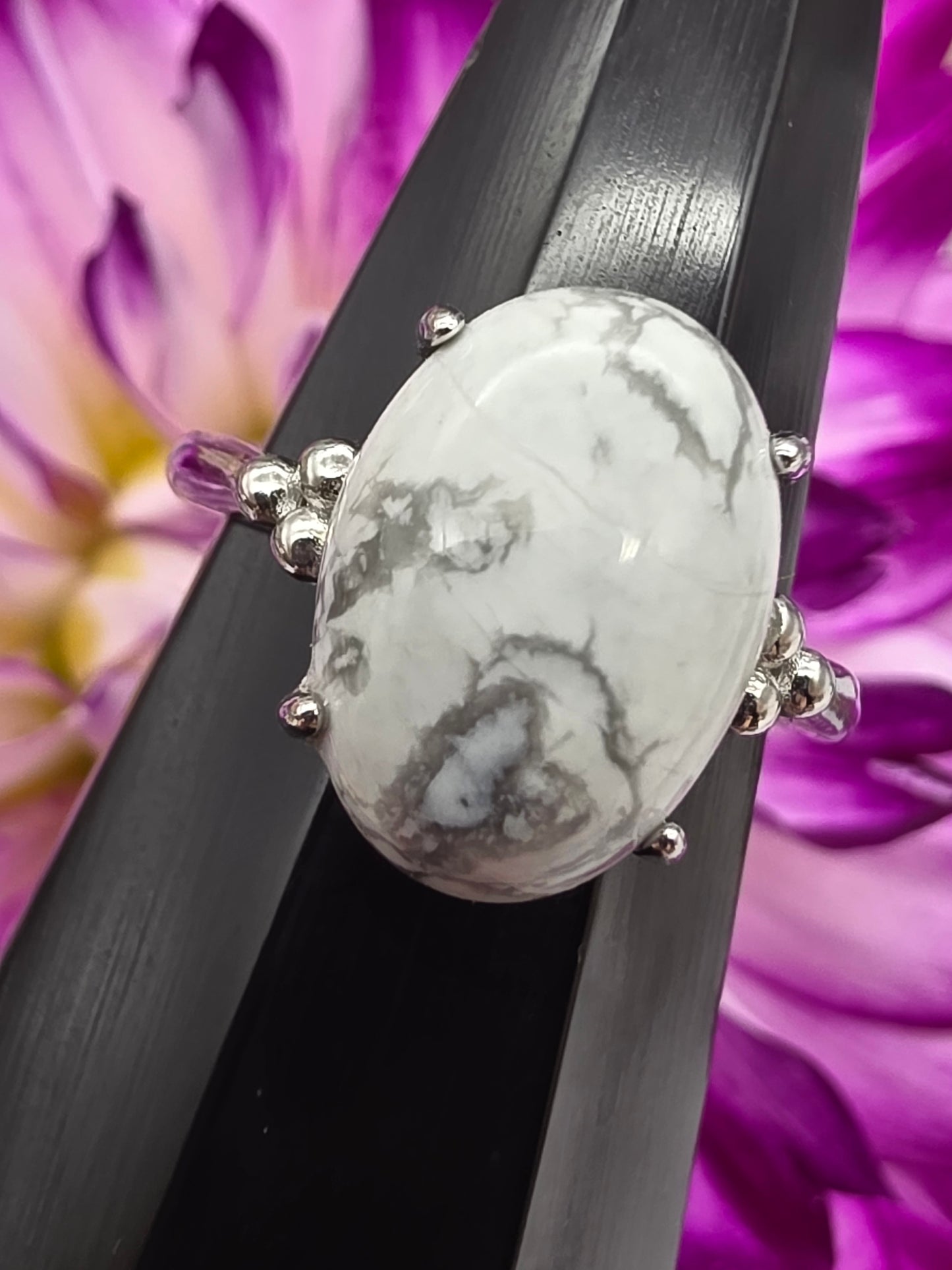 Adjustable Howlite Ring