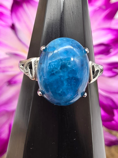 Adjustable Blue Apatite Ring