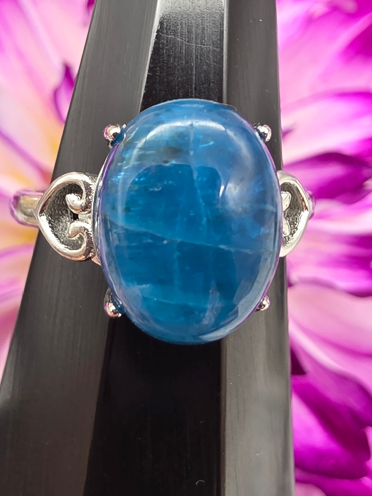 Adjustable Blue Apatite Ring