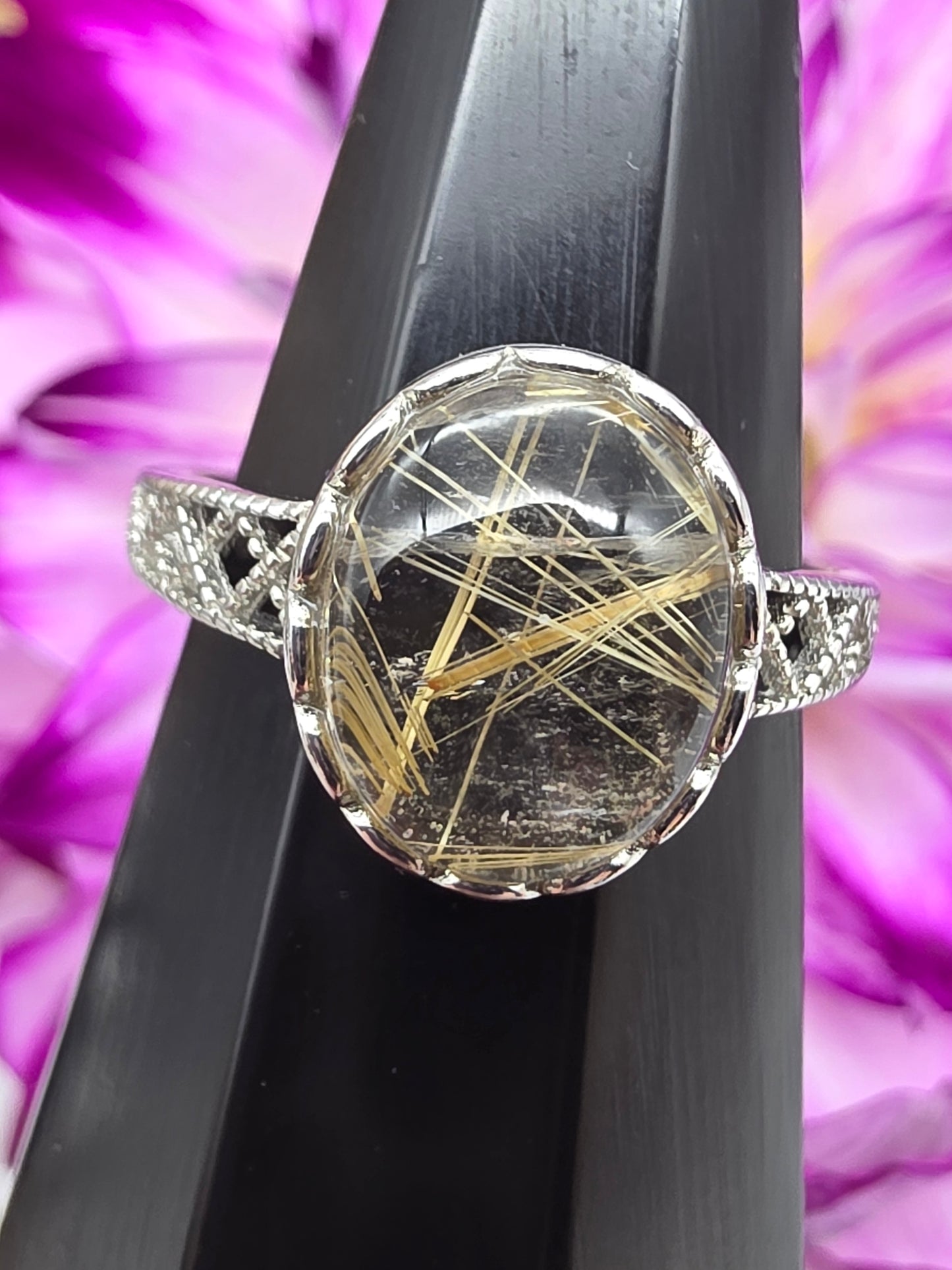 Adjustable Rutilated Quartz Ring