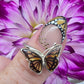 Hand Carved Amber Monarch Butterfly Ring