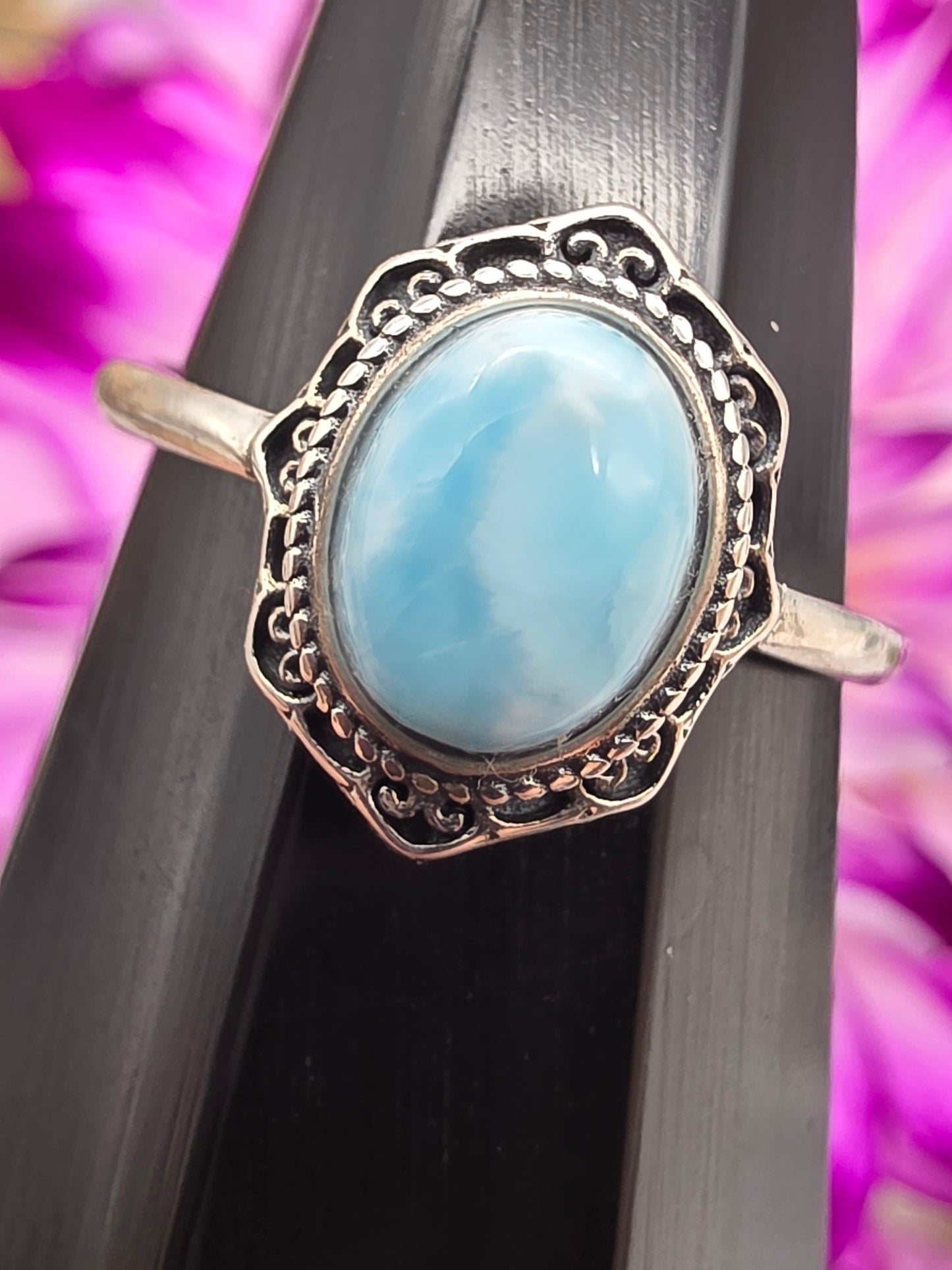 Adjustable Larimar Ring