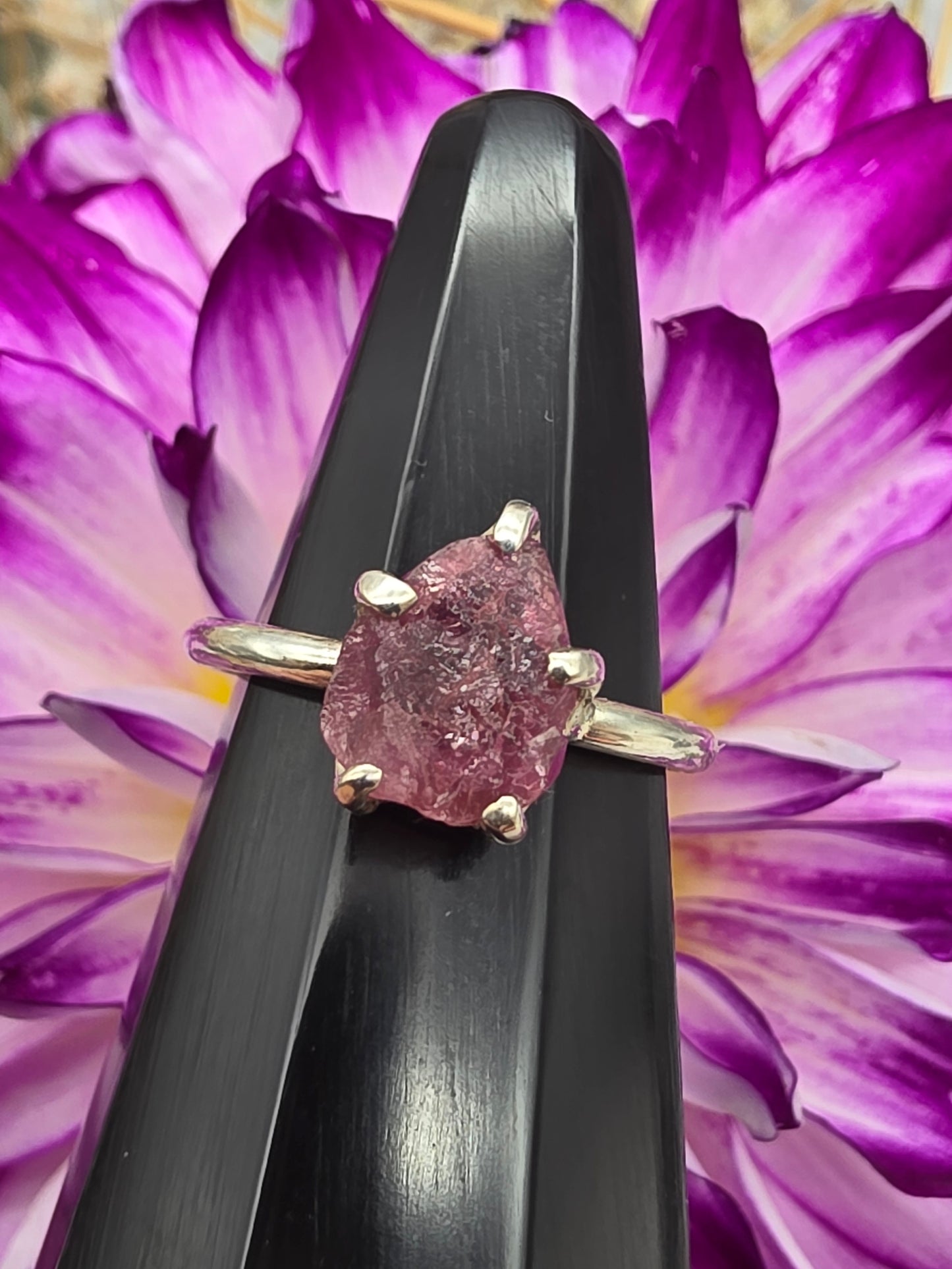 Raw Pink Tourmaline Ring