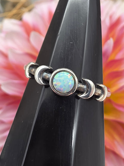 Opal Moon Phase Ring