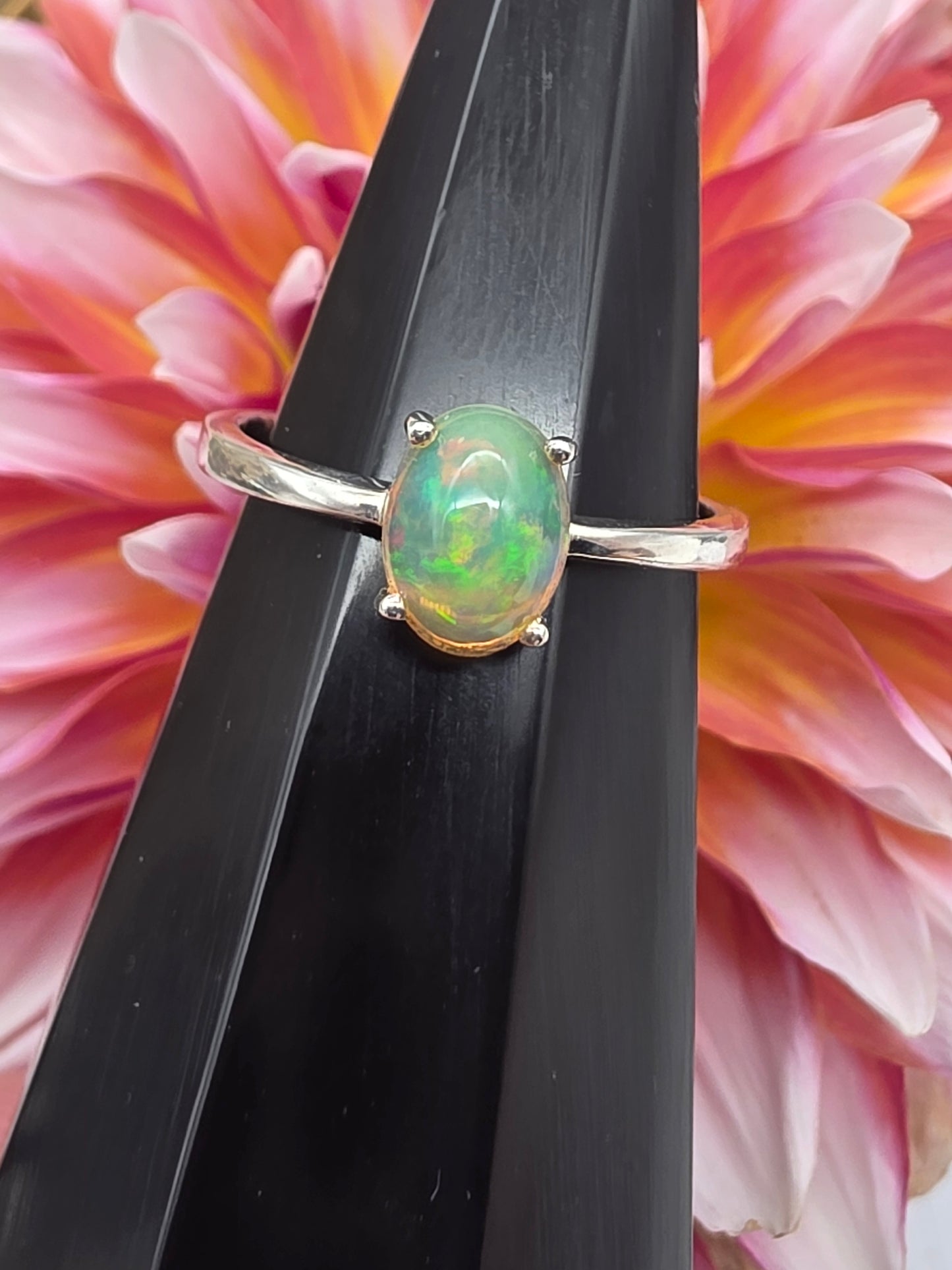 Oval Opal Sterling Silver Ring