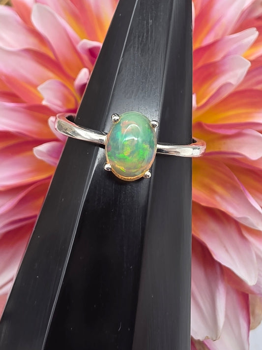 Oval Opal Sterling Silver Ring