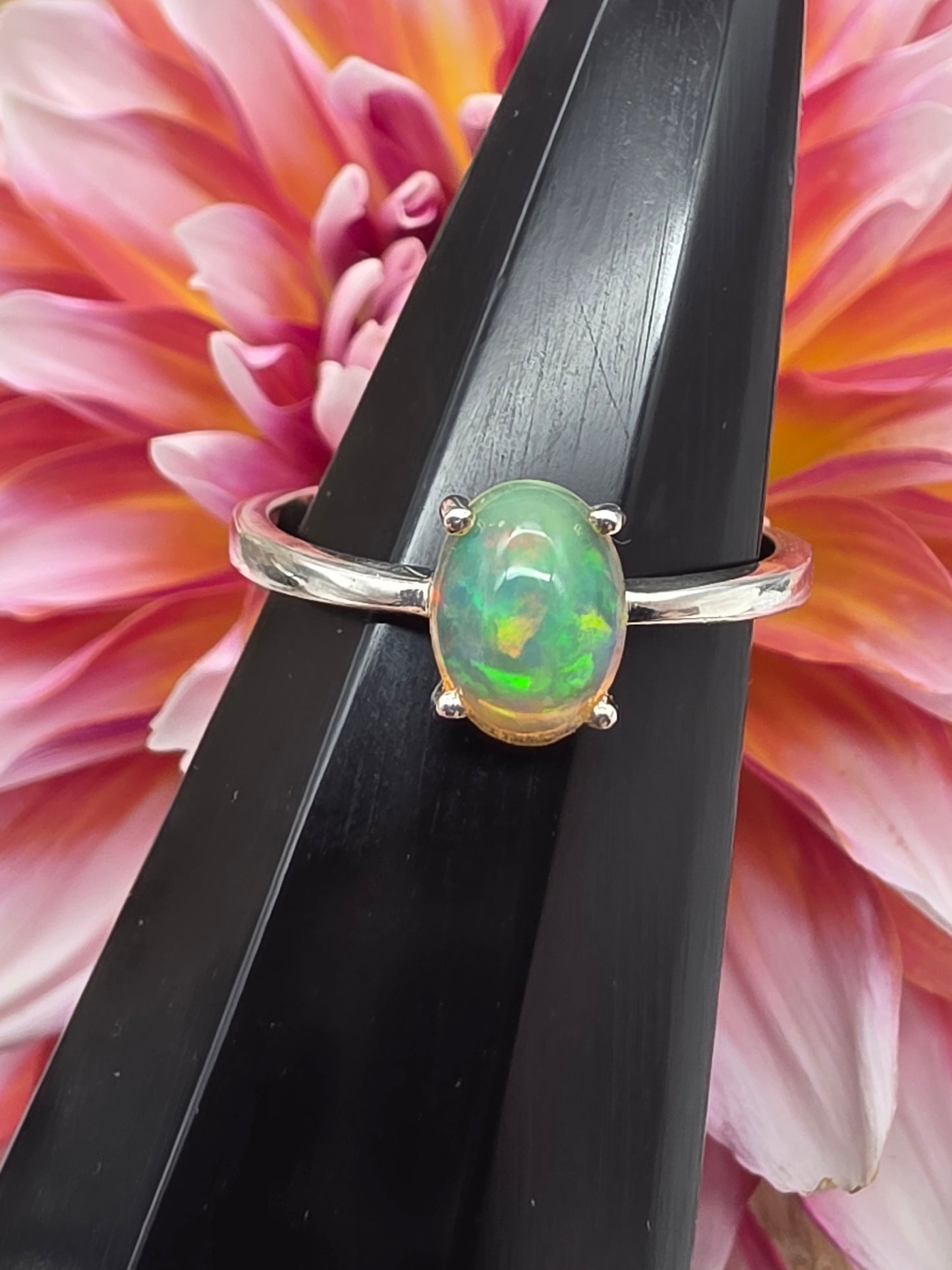 Oval Opal Sterling Silver Ring