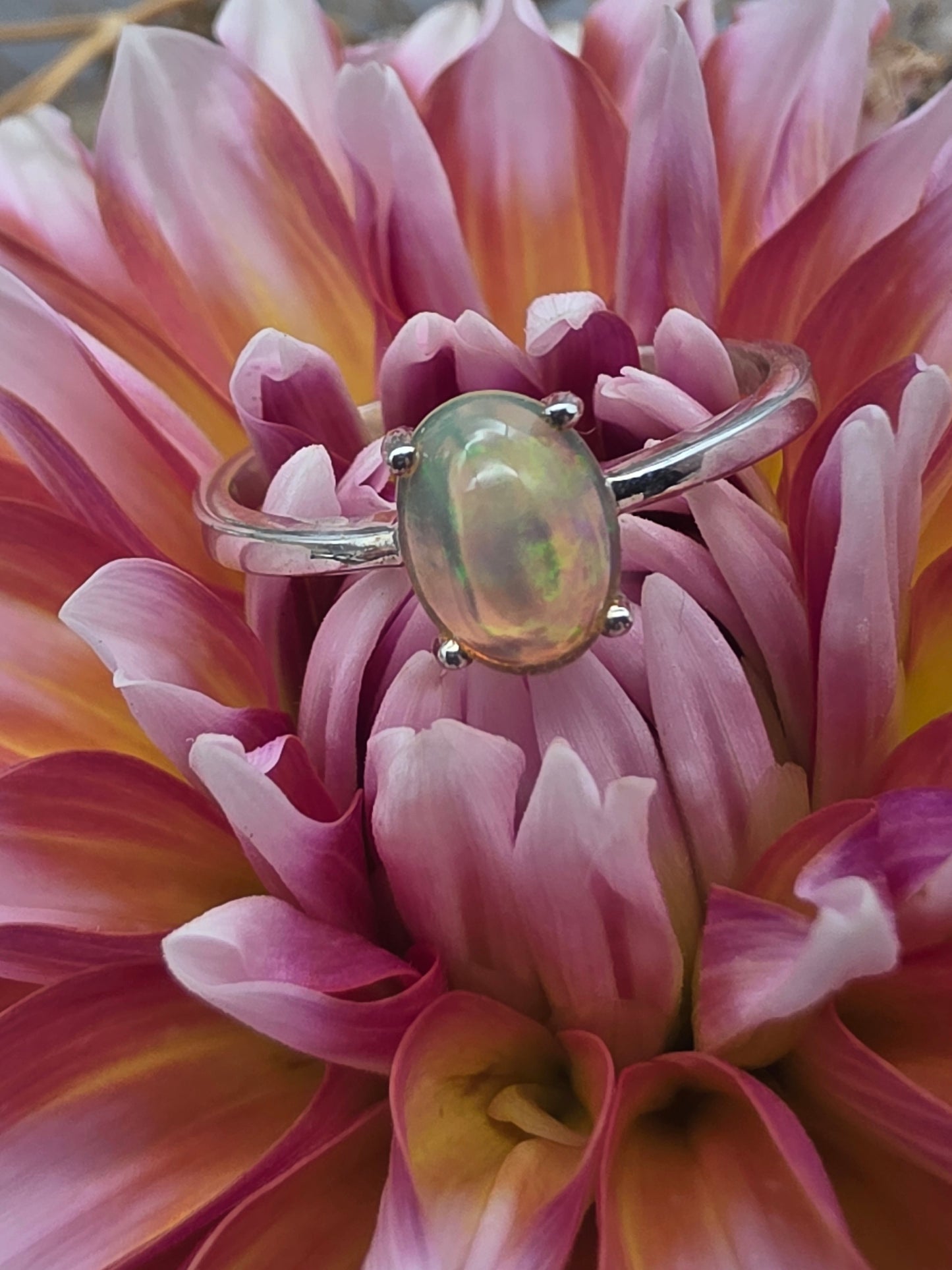 Oval Opal Sterling Silver Ring