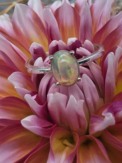 Oval Opal Sterling Silver Ring