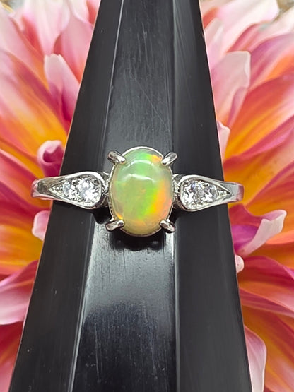 Opal Cubic Zirconia Ring