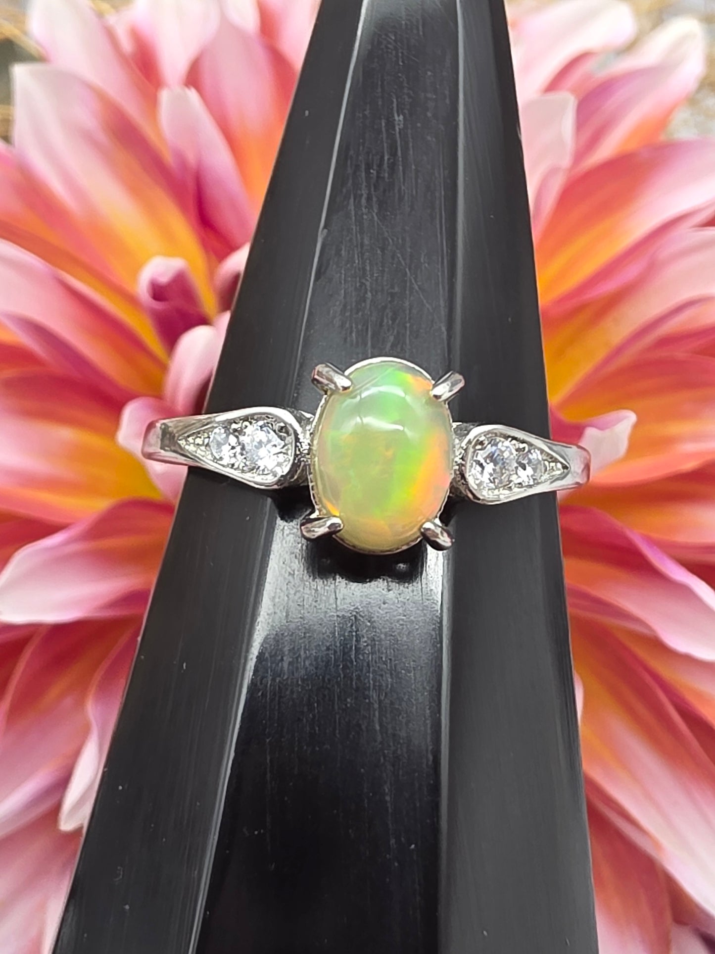 Opal Cubic Zirconia Ring