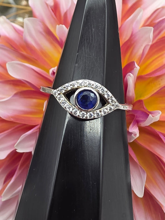 Evil Eye Sapphire and Cubic Zirconia Ring
