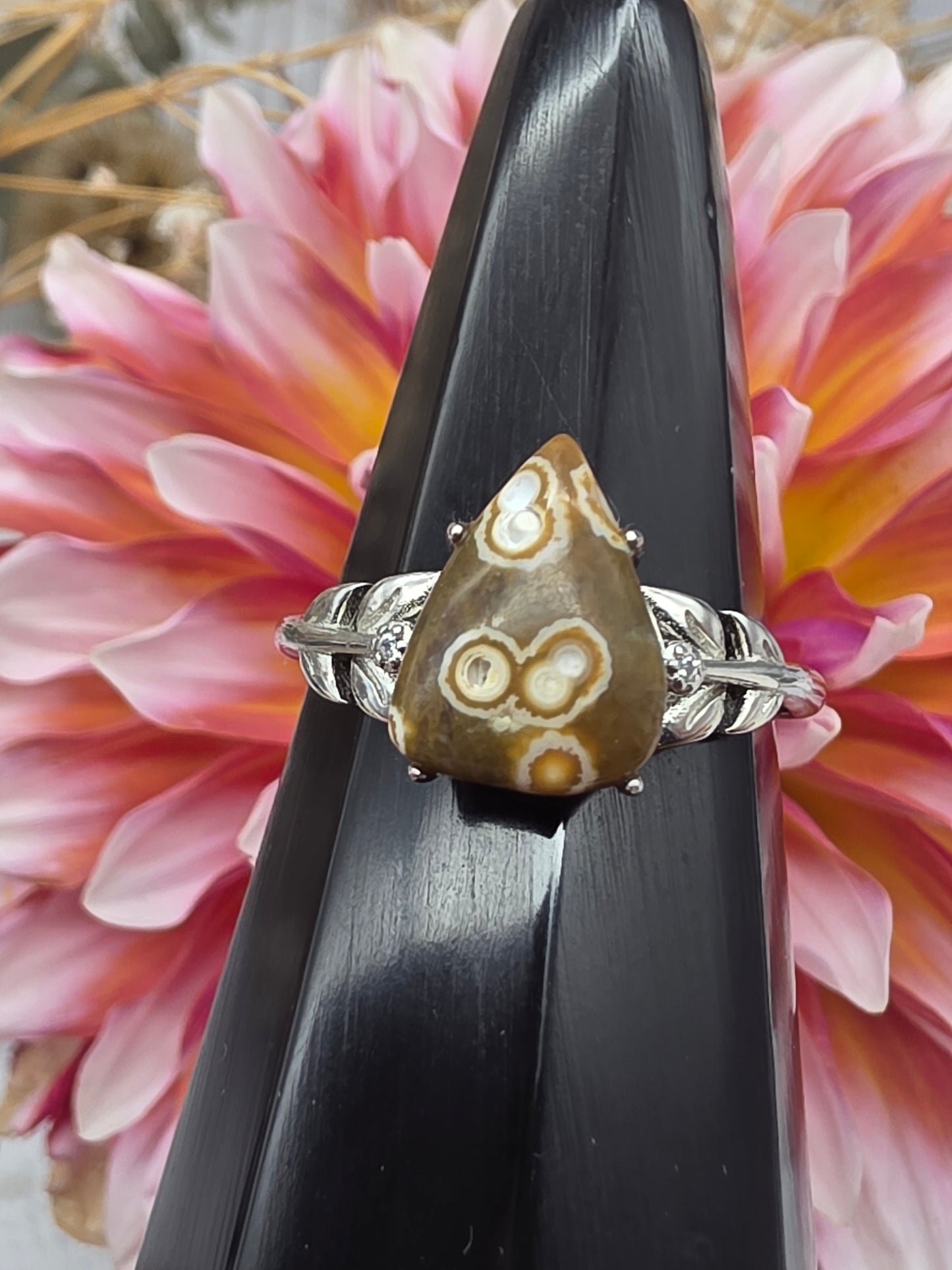 Adjustable Brown Ocean Jasper Ring