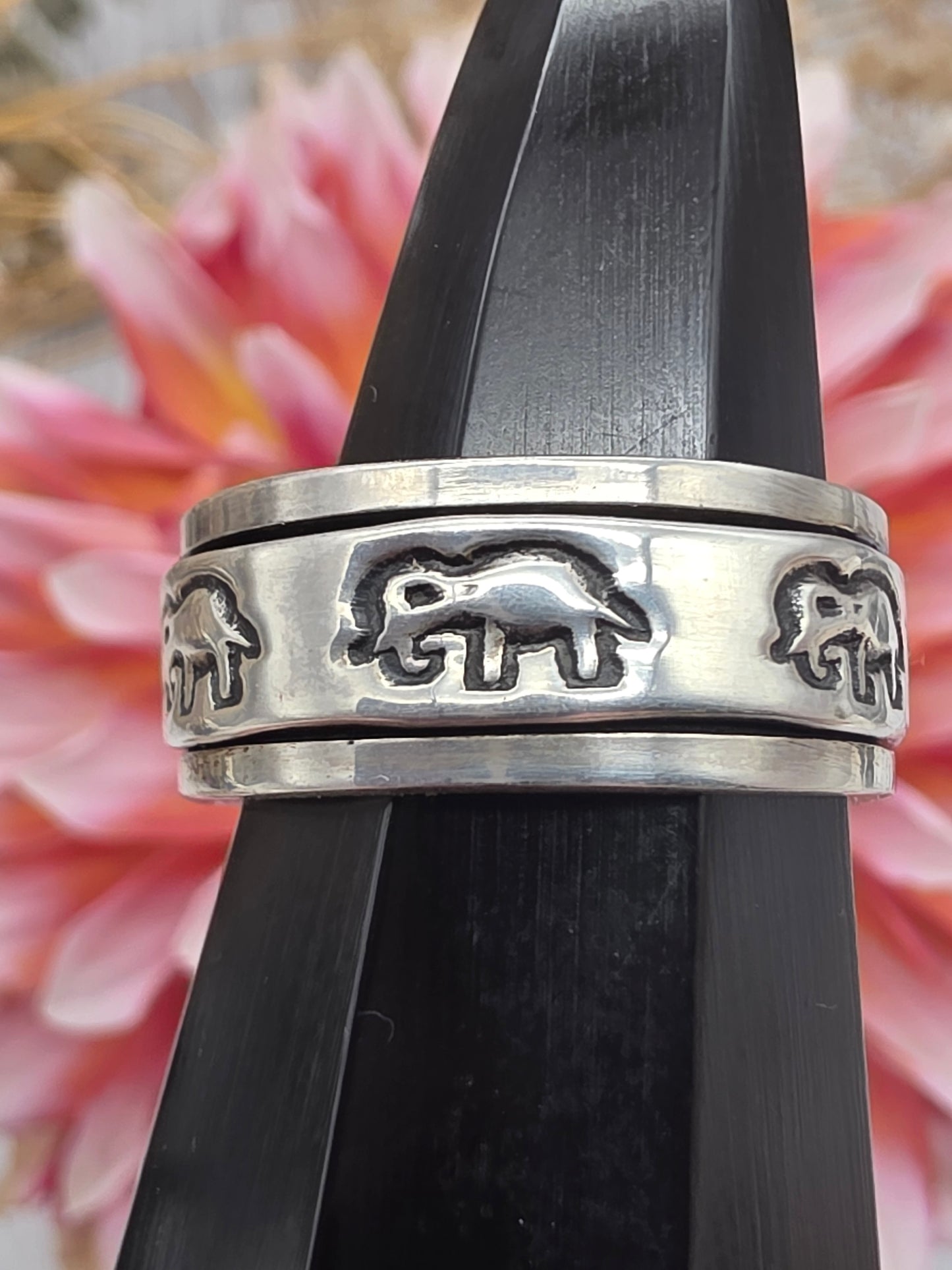 Elephant Silver Spinner Ring