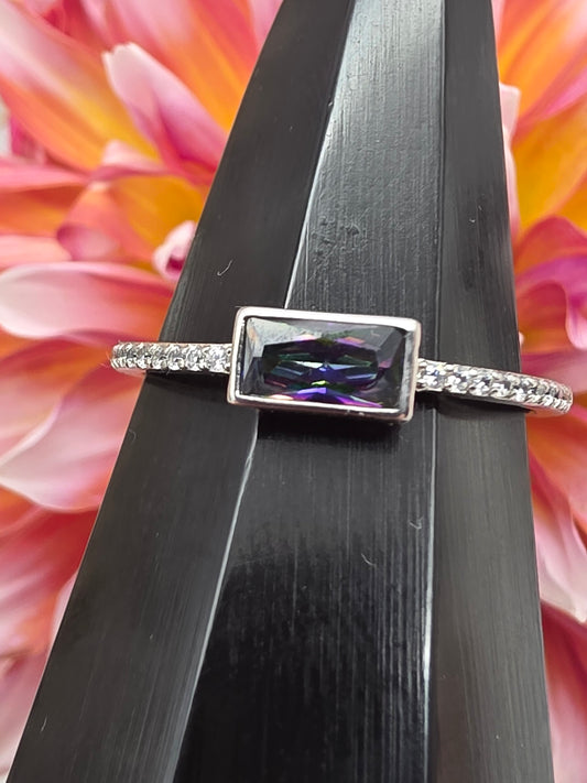 Mystic Topaz Ring Set with Cubic Zirconia