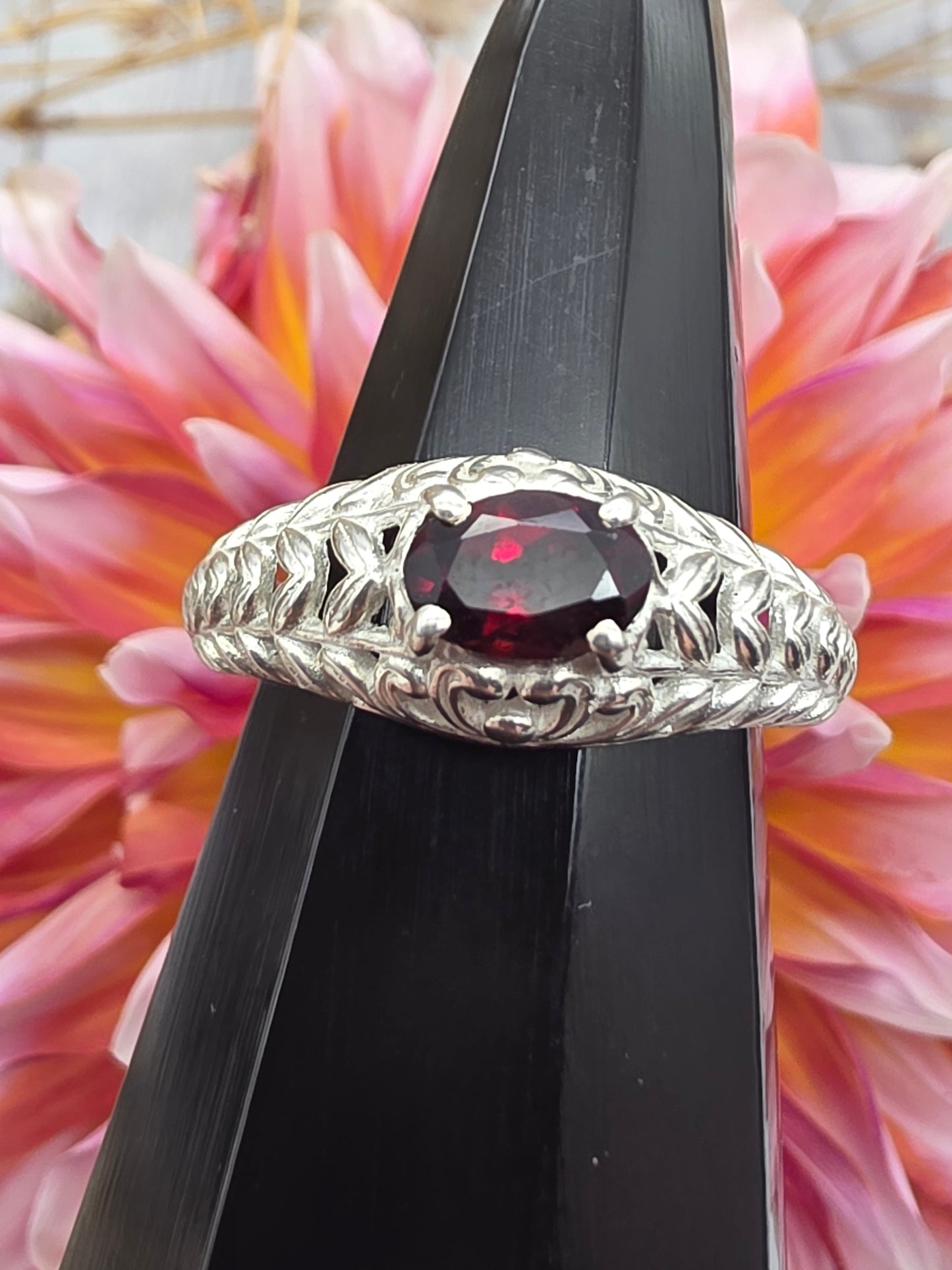 Sterling Silver Garnet Ring