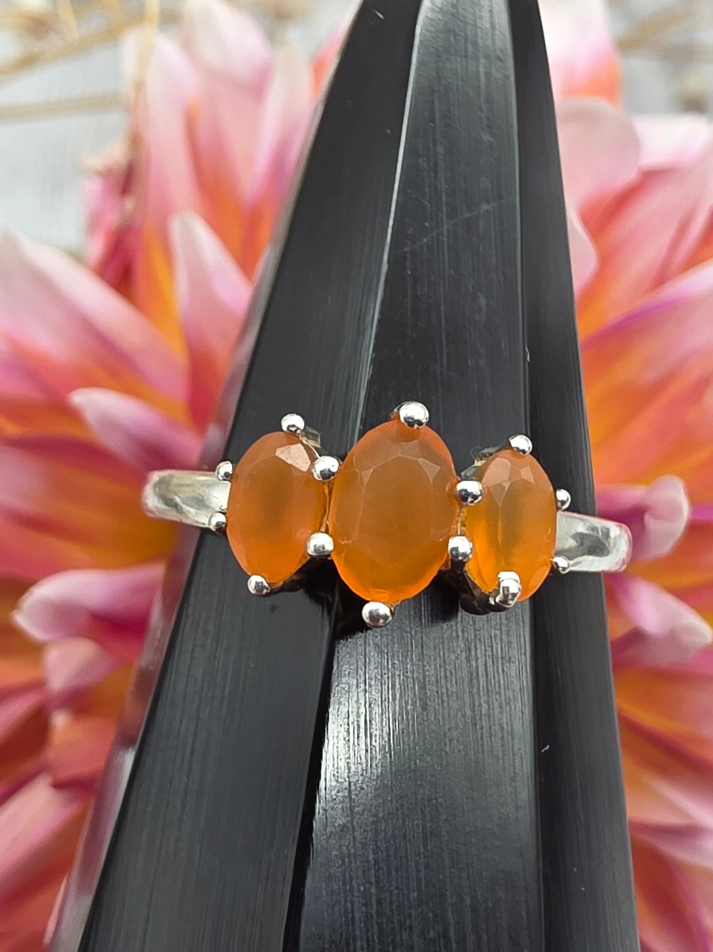 Faceted Triple Carnelian Ring