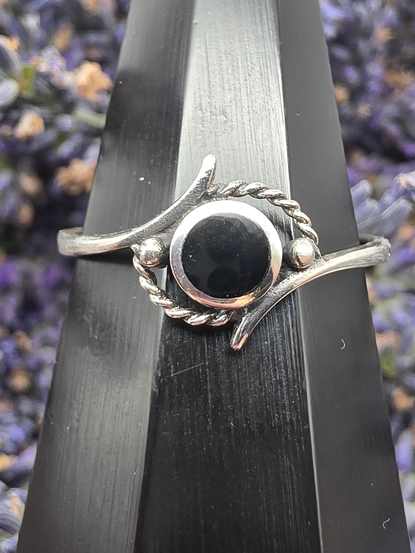 Inlaid Obsidian Ring
