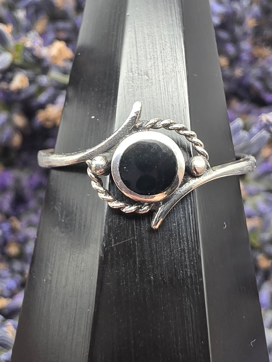 Inlaid Obsidian Ring