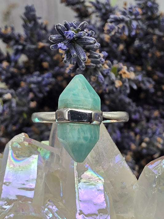 Double Terminated Amazonite Ring