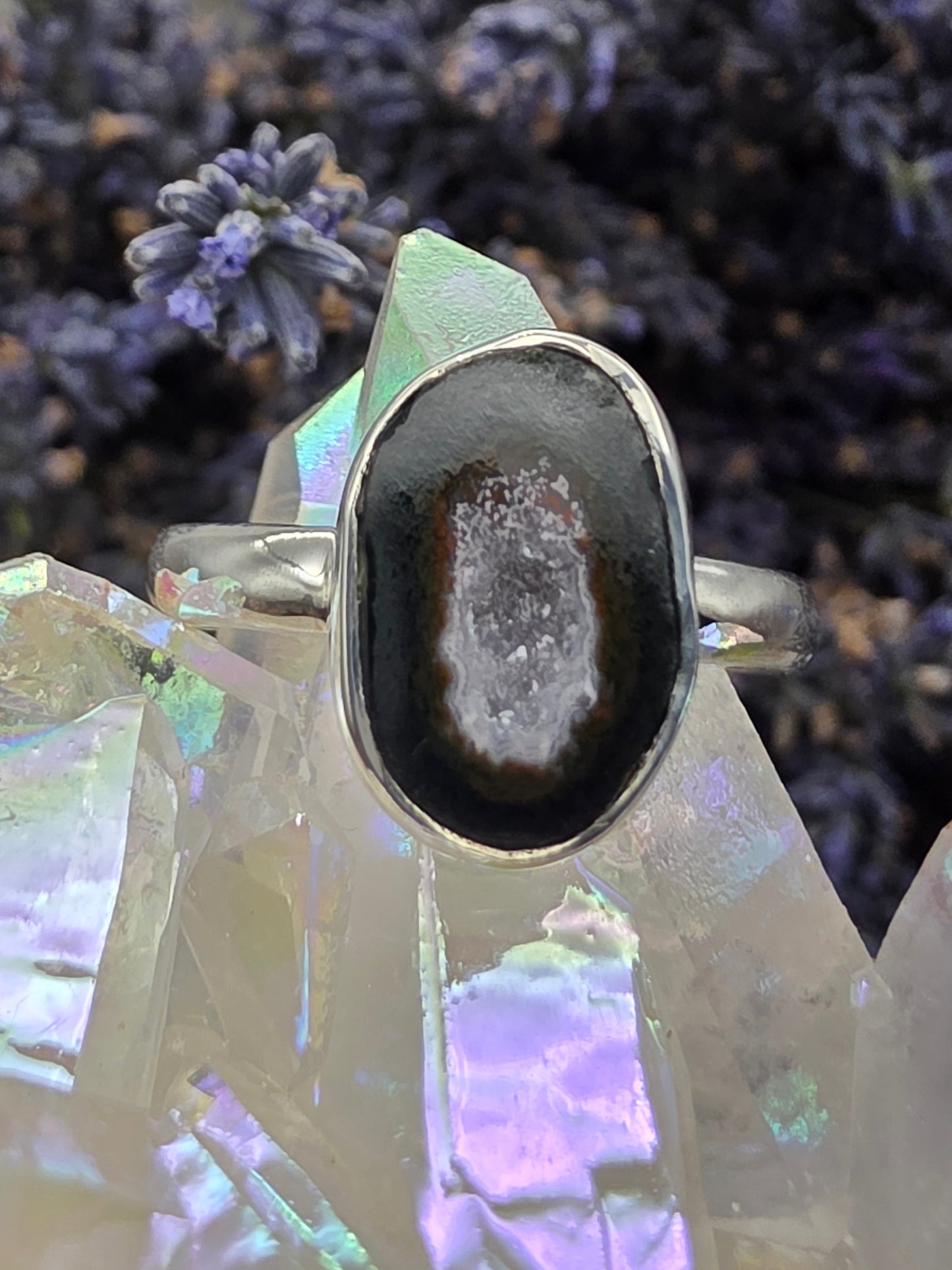 Agate with Druzy Ring