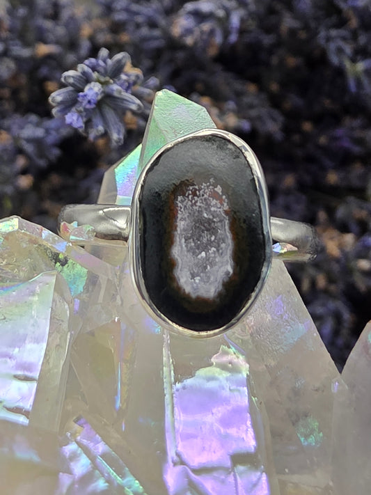 Agate with Druzy Ring
