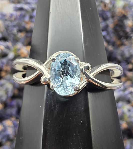 Faceted Swiss Blue Topaz Ring