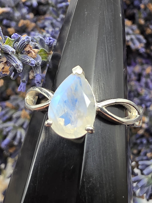 Faceted Teardrop Moonstone Ring