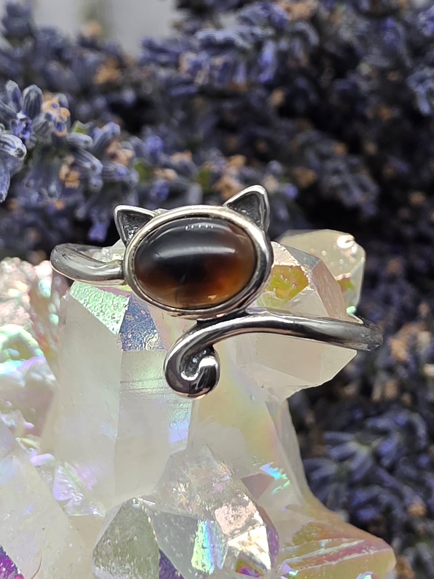Obsidian Cat Ring
