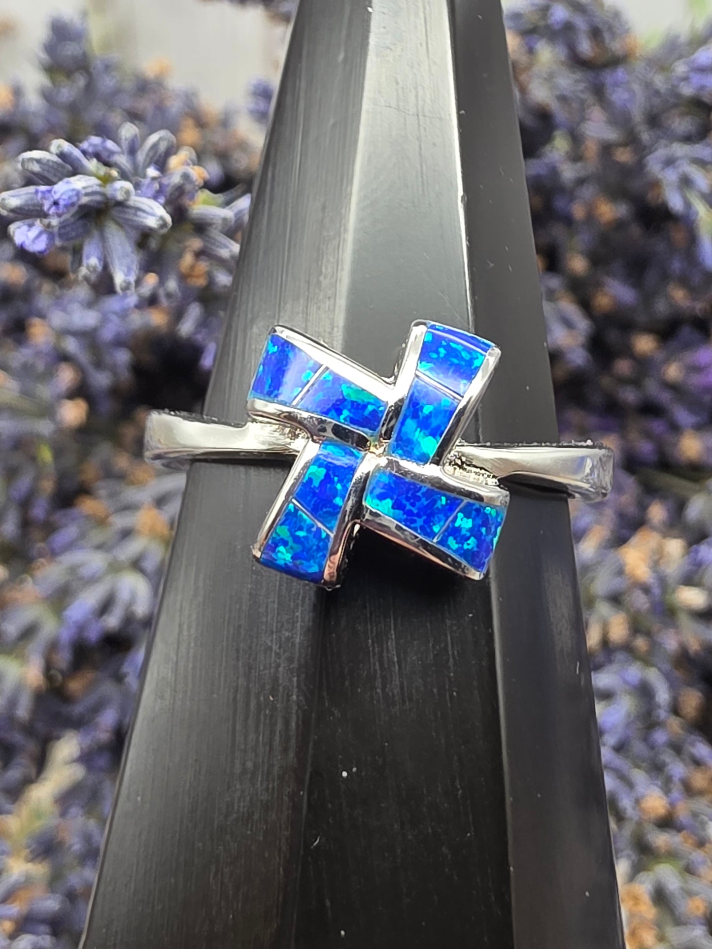 Blue Opal Bow Ring