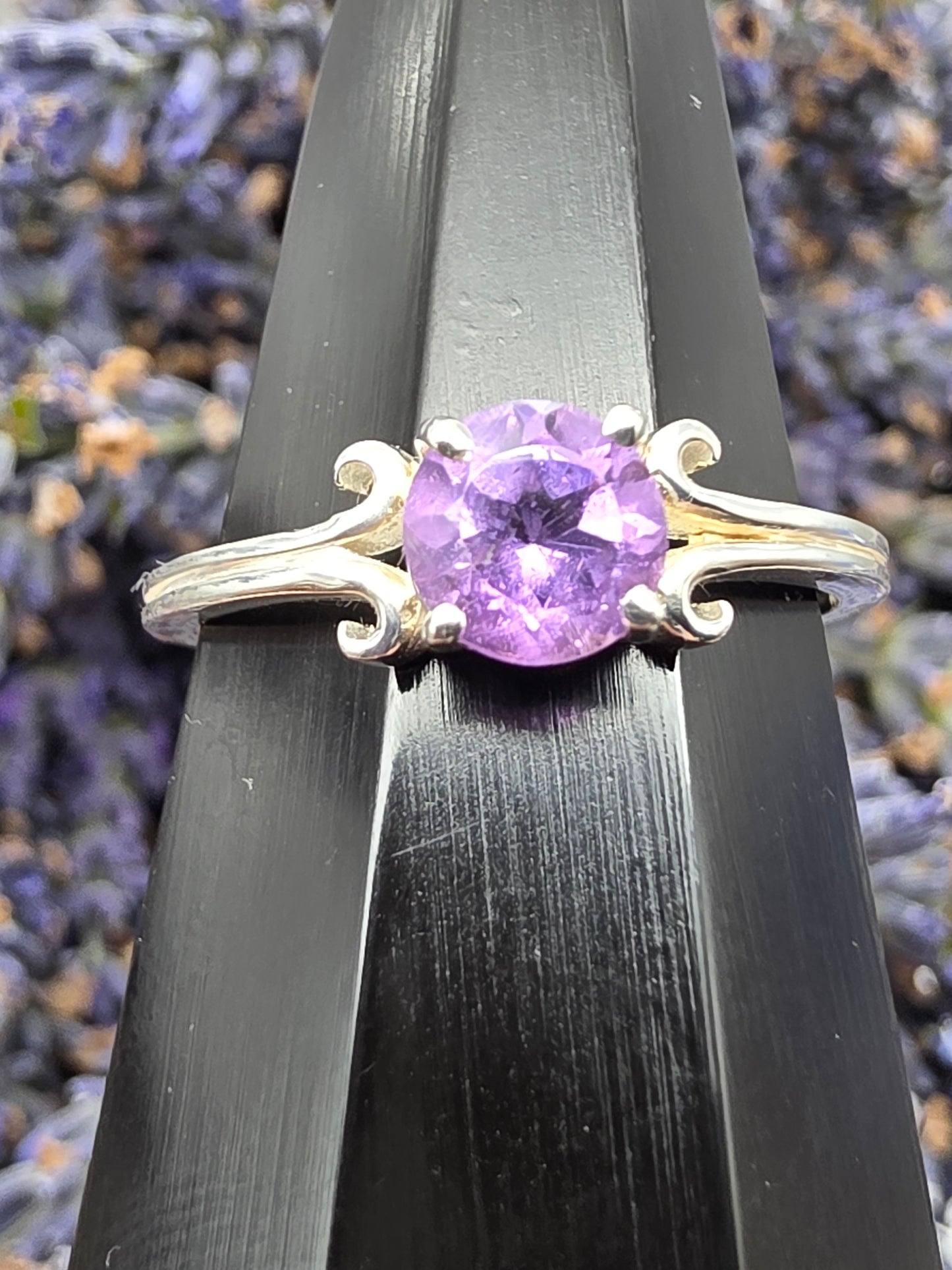 Faceted Round Amethyst Ring