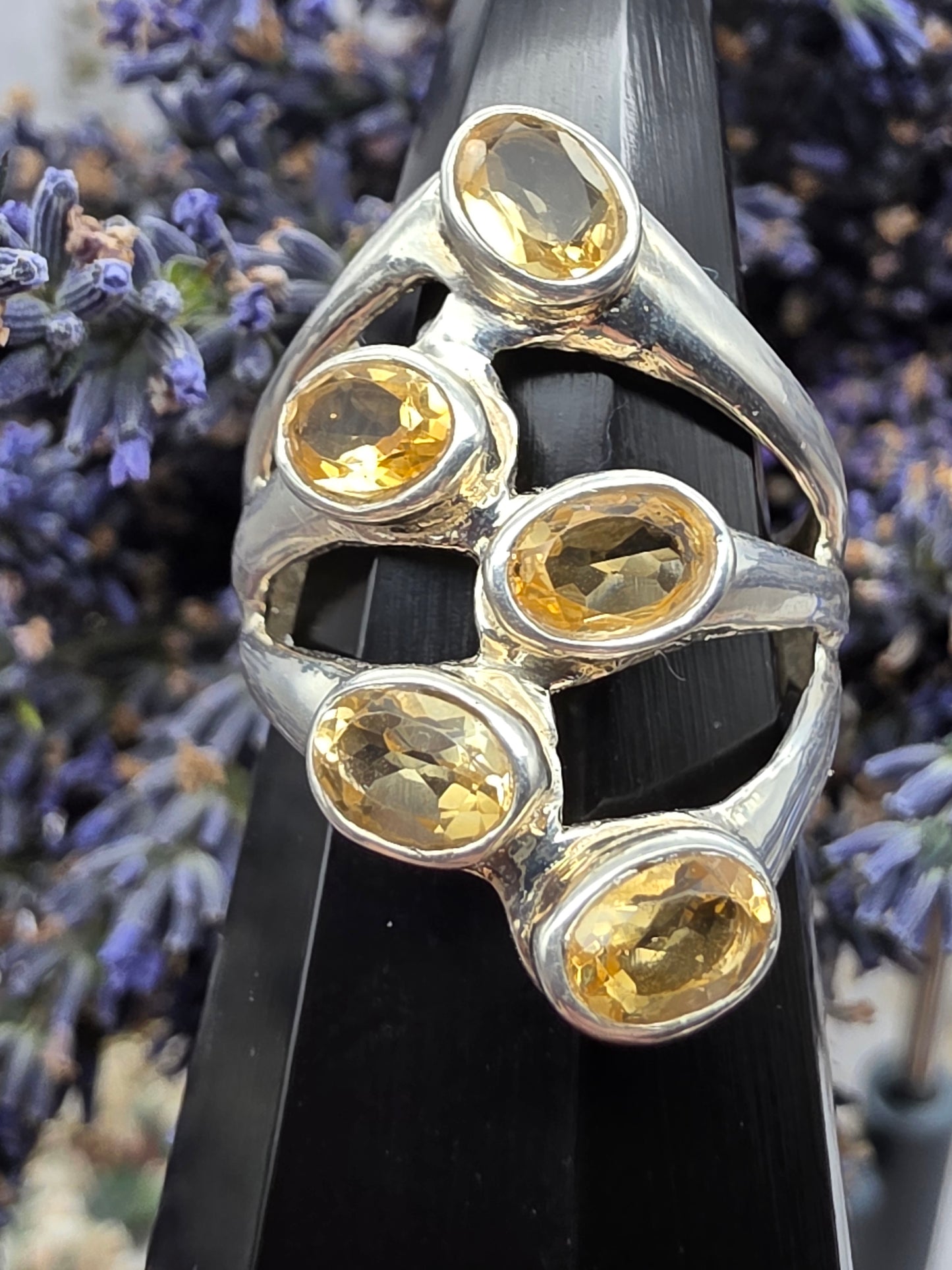 Faceted 5 Stone Citrine Ring