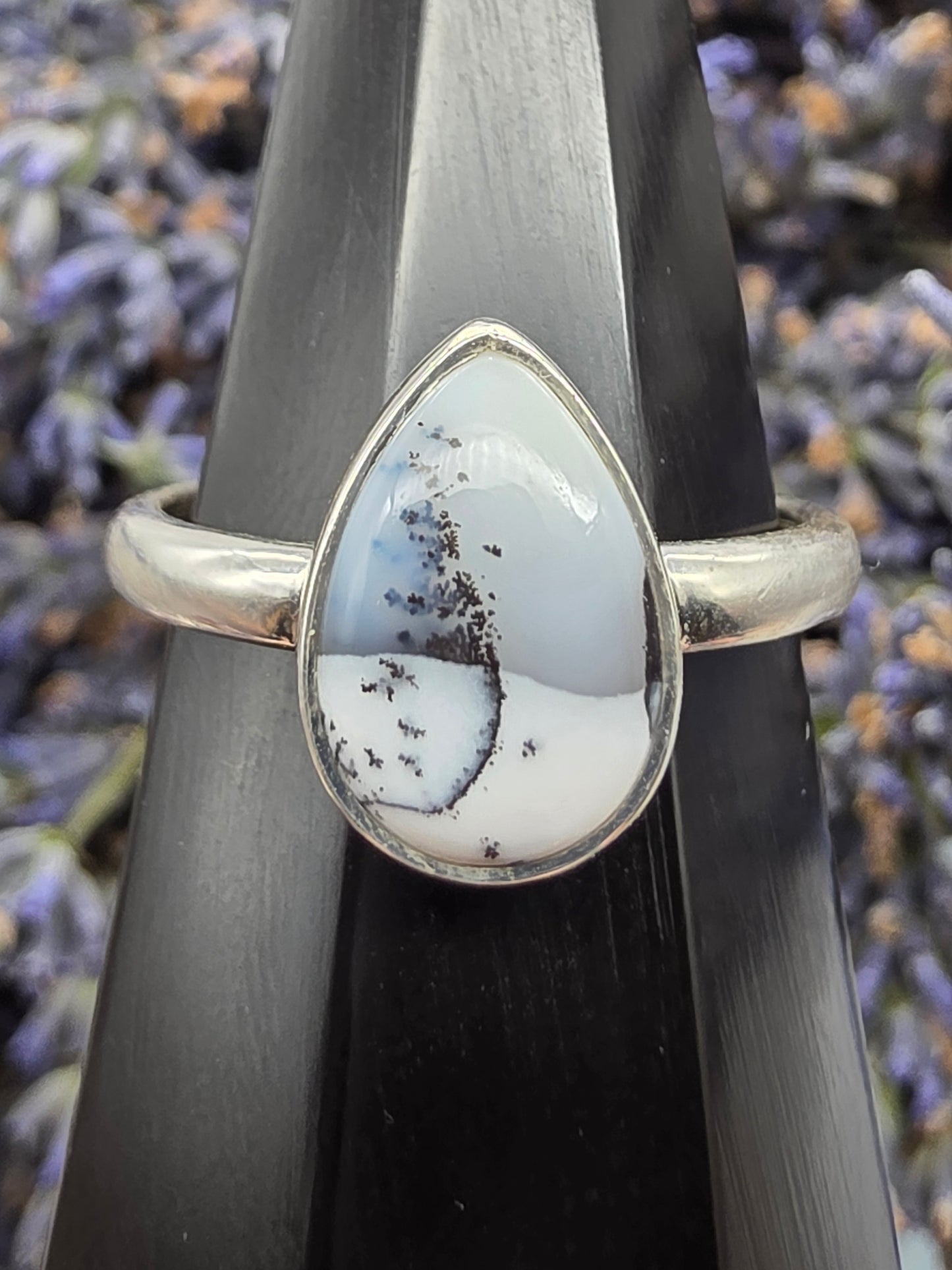 Dendritic Opal Teardrop Ring
