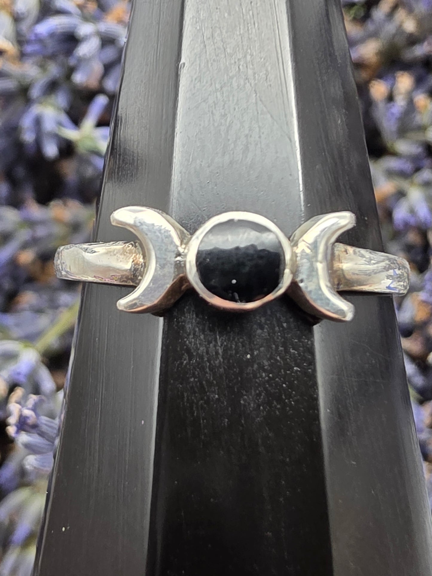 Obsidian Moon Phase Ring