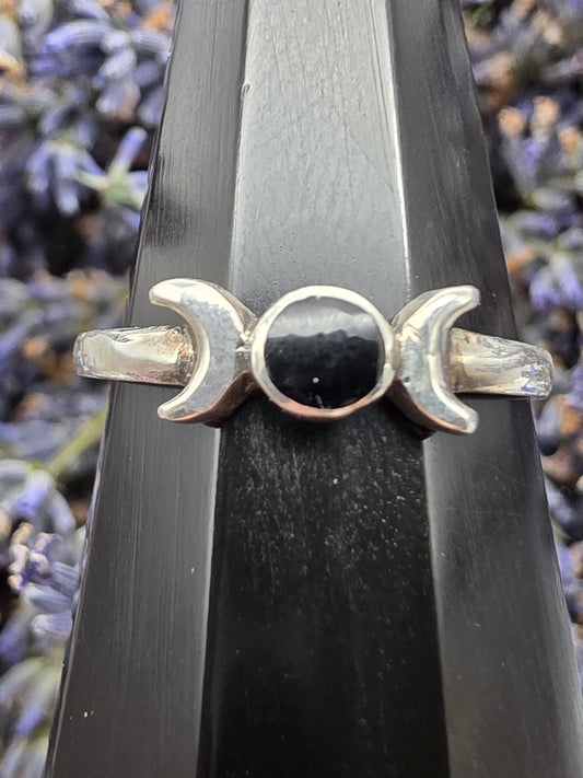 Obsidian Moon Phase Ring