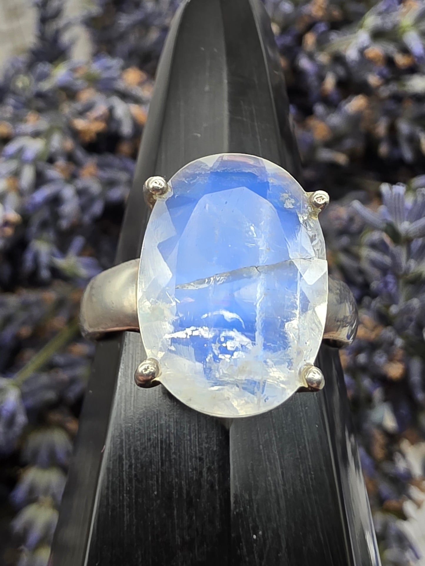 Faceted Oval Moonstone Ring