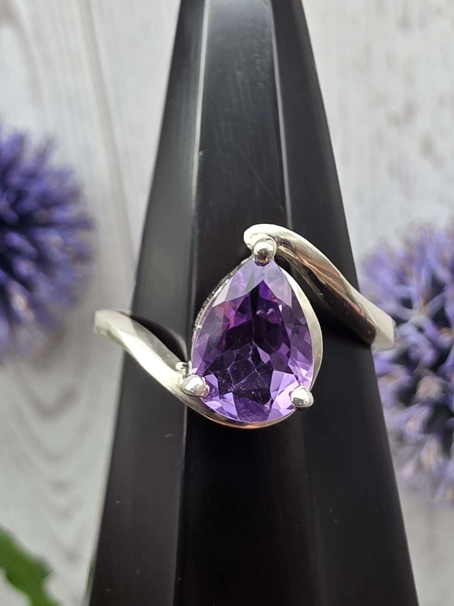 Amethyst Teardop Ring