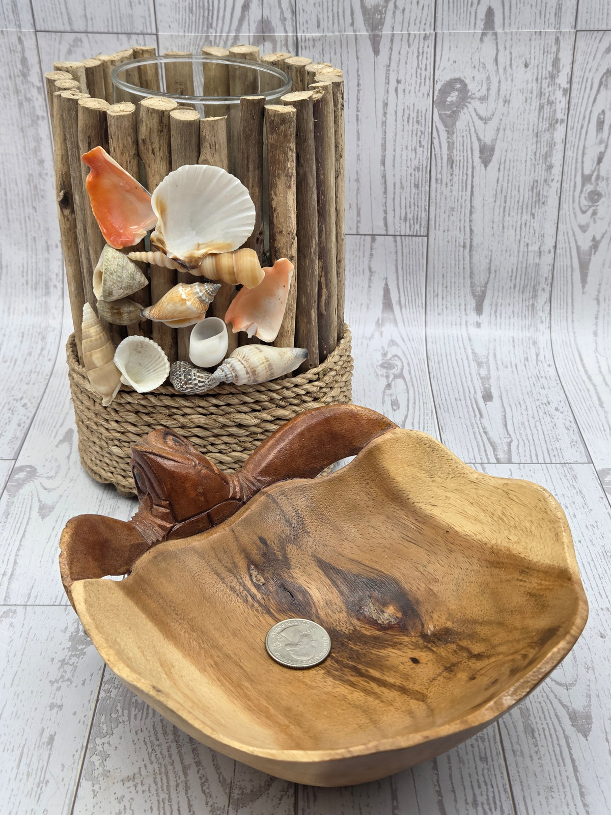 Wood Hand Carved Turtle Bowl