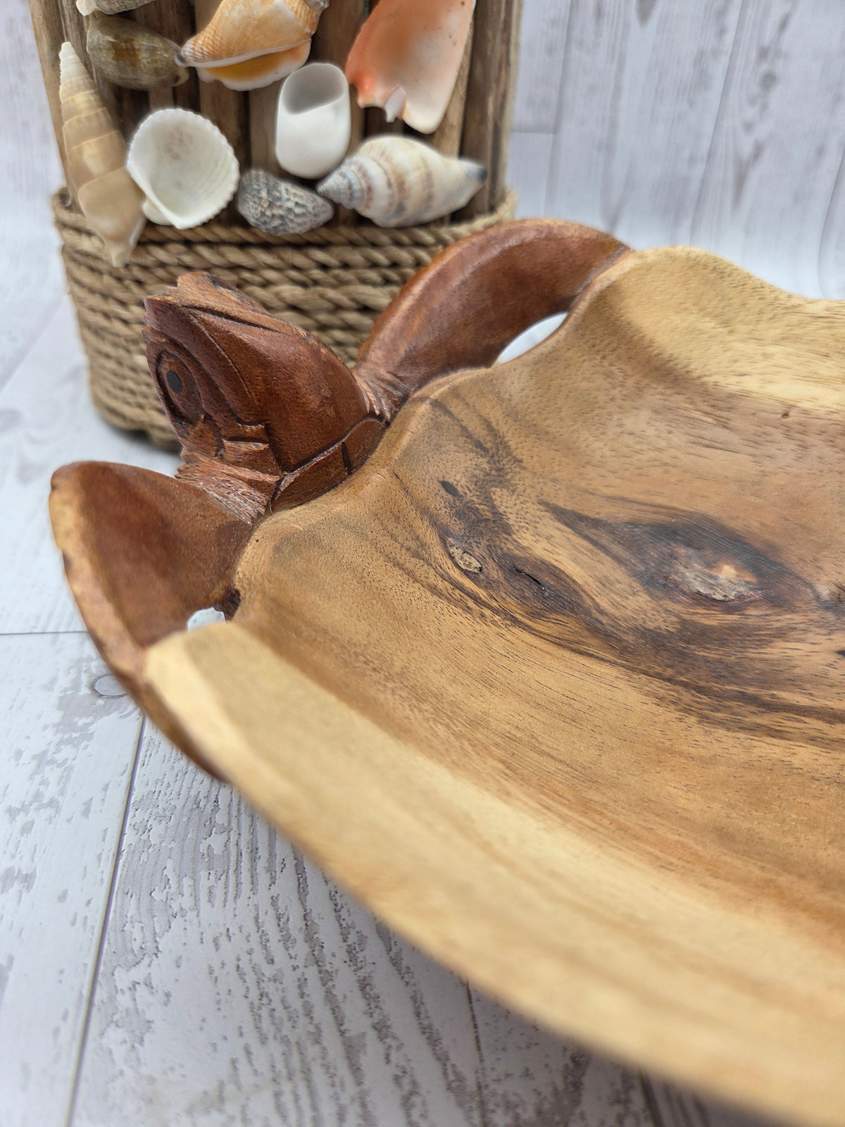 Wood Hand Carved Turtle Bowl