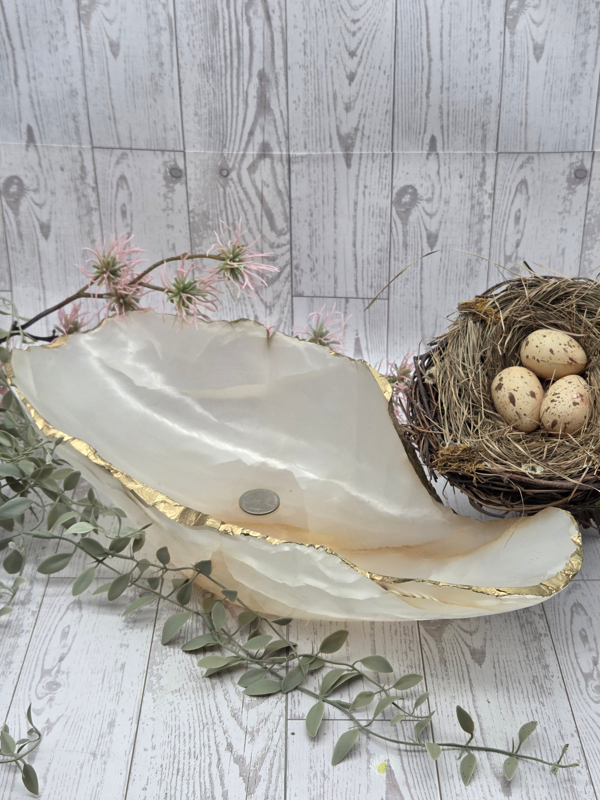 Large Onyx Bowl with Gold Edging