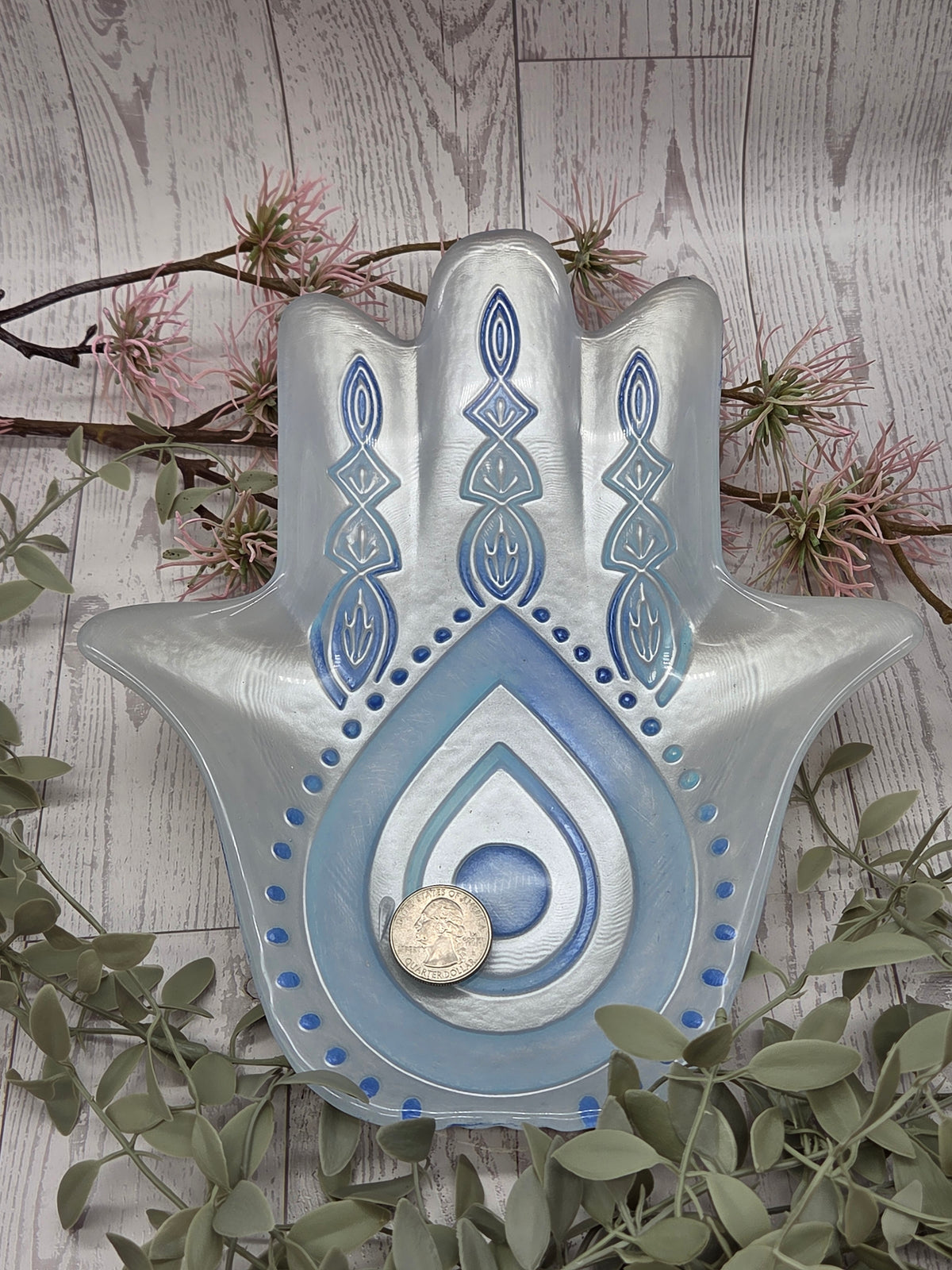 Turkish Glass Hamsa Plate