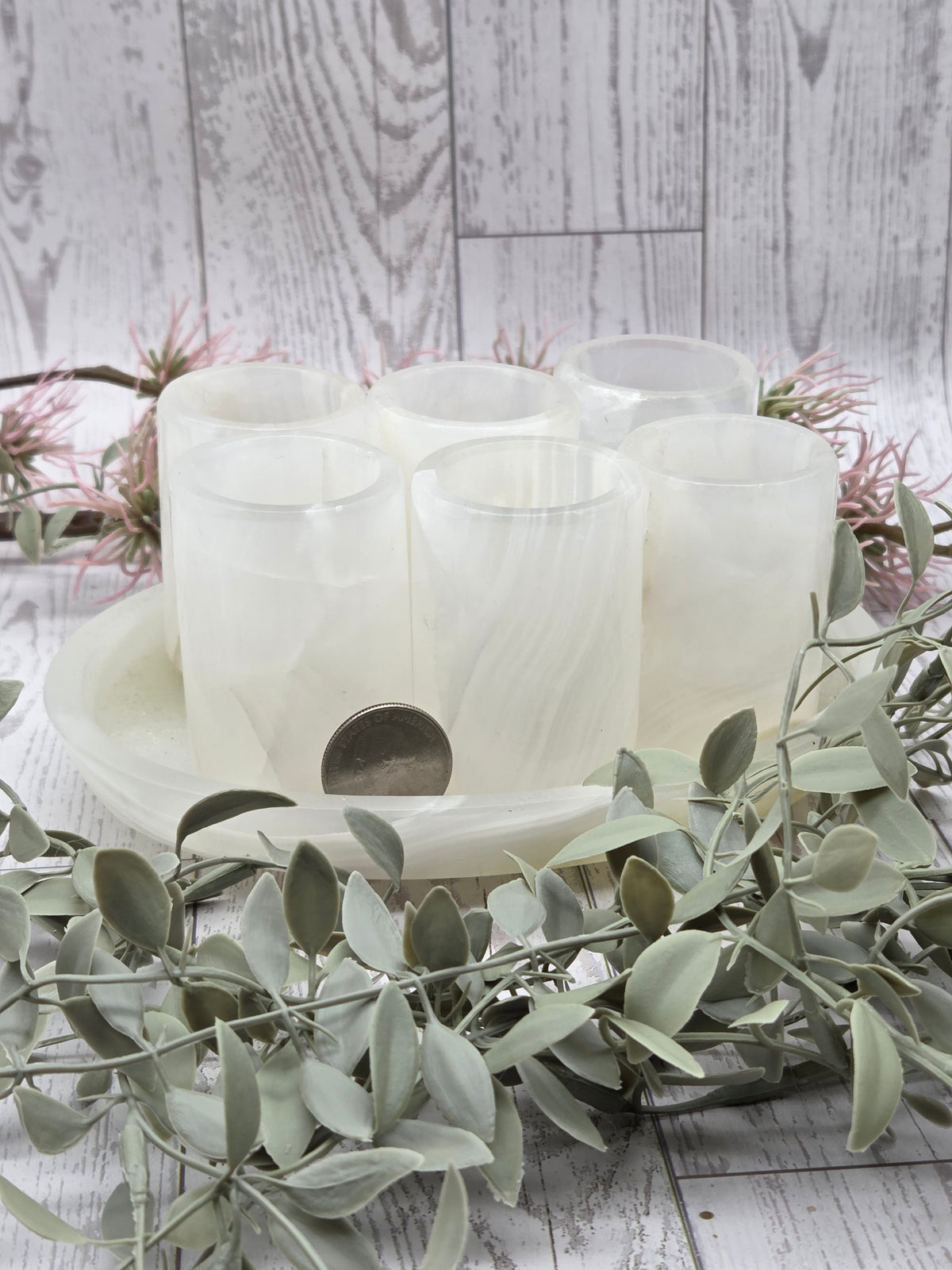 Onyx Shot Glass Set of 6 With Tray